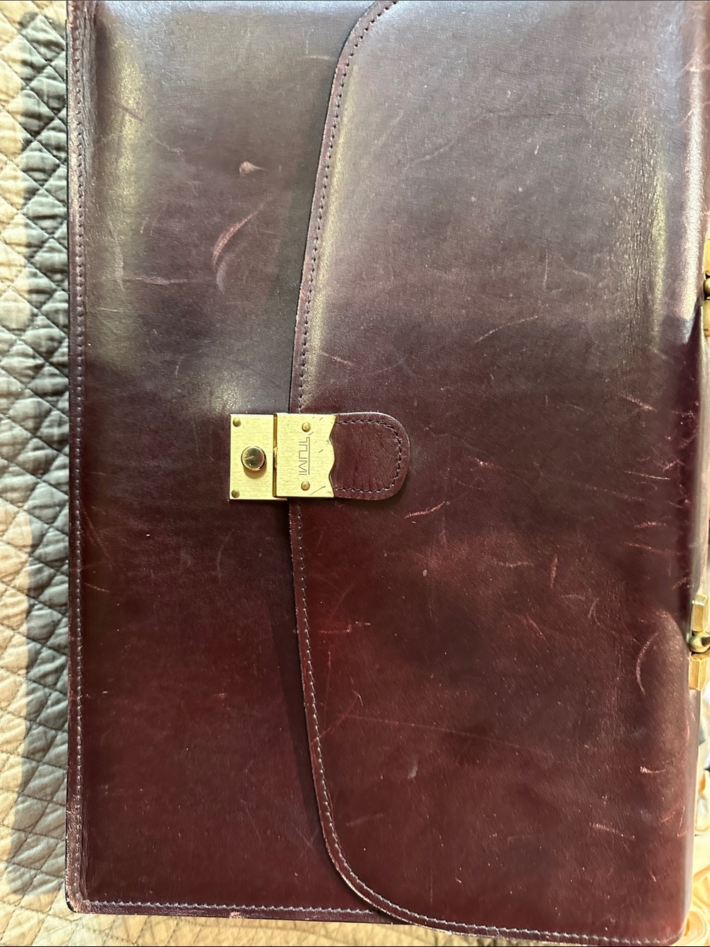 TUMI El Portal Burgundy Leather Briefcase